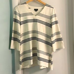 J. Jill Black and White Striped Tunic Size Small